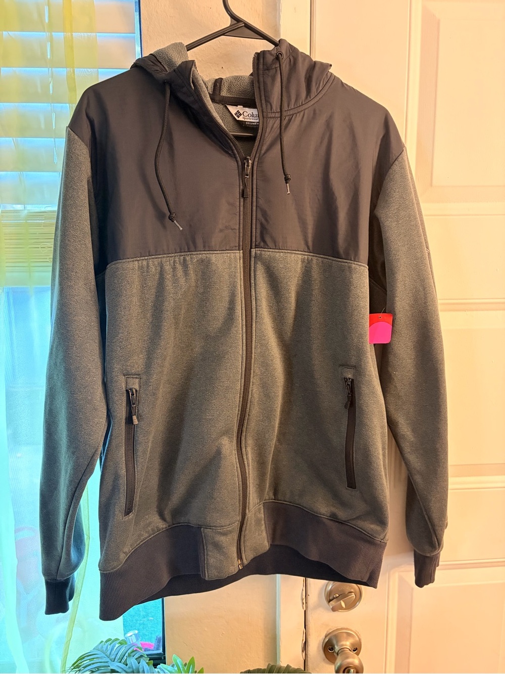 Columbia Men's Two-Tone Gray & Charcoal Full-Zip Windbreaker Hoodie